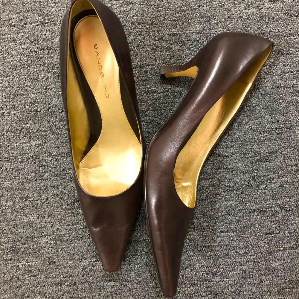 Dark brown leather high heels